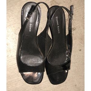 Baby Heel Black Open Toe Shoe